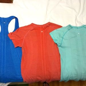 2 LuLulemon Swiftly shirts, the coral shirt has been sold